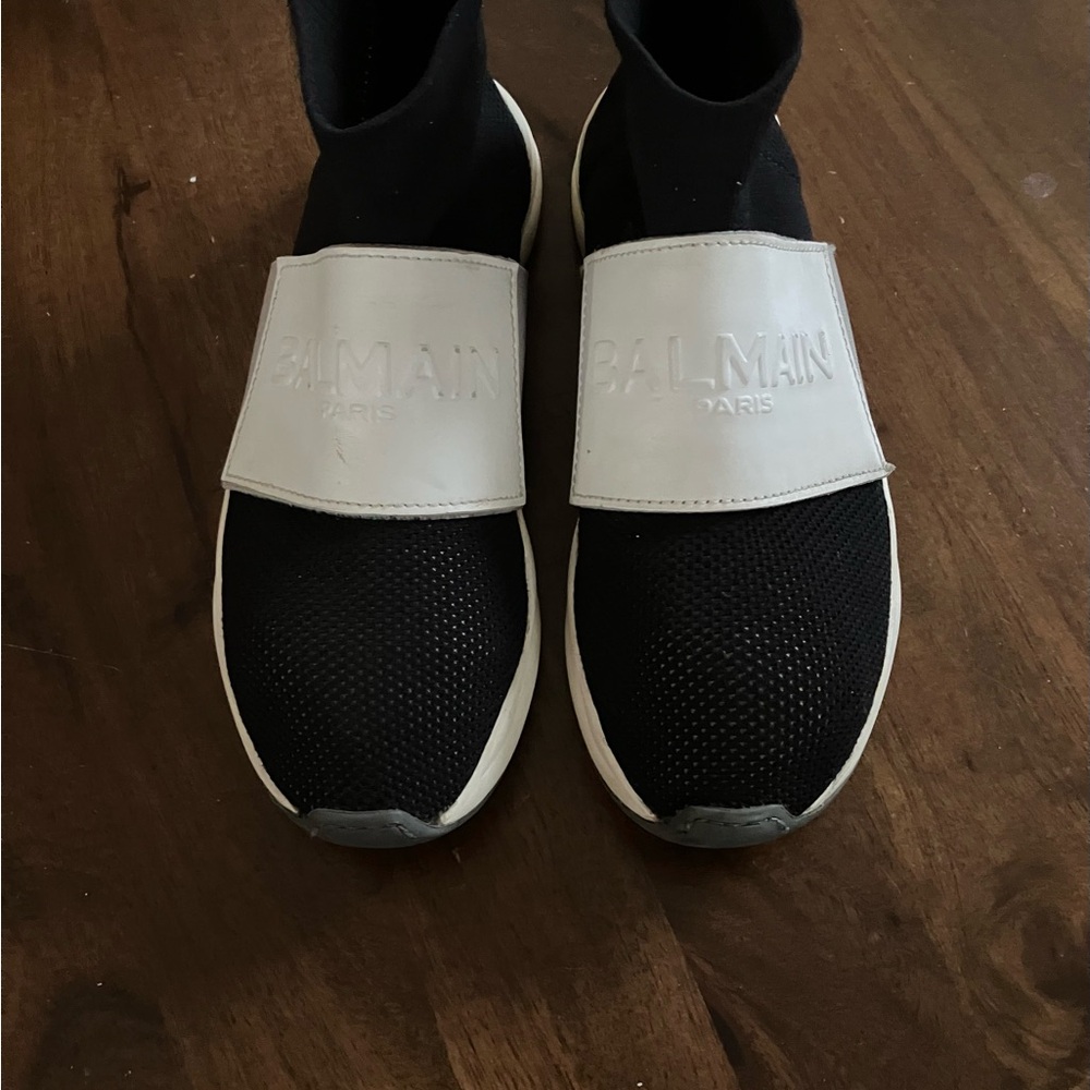 Balmain B-Trail Iconic Black White Sock High Top Sneakers Trainers Size 37.5 (7)